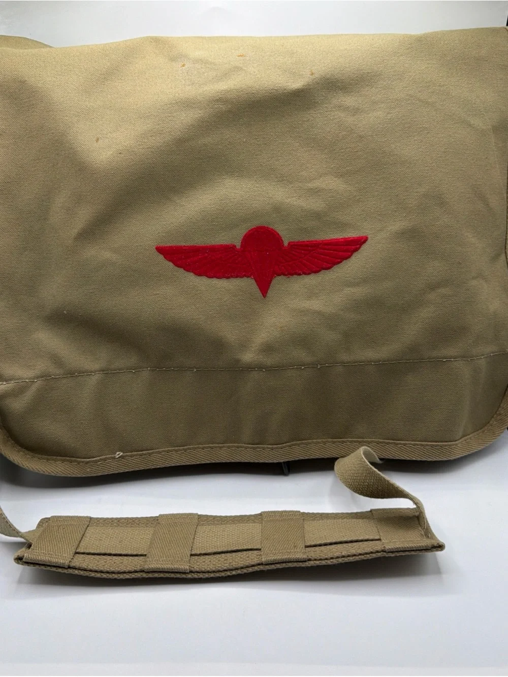 Vintage Banana Republic Khaki Cotton Israel Paratrooper Messenger Shoulder Bag